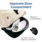 J World Ace Large Tennis Backpack for Women Men. Holds 2 Rackets. Badminton Squash Pickleball Bag. Kids Sports Gym Bag with Shoe Compartment, White Green