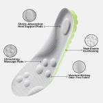4D Pickleball Insoles for Men & Women - Memory Foam Soles Cloud Shoe Inserts - Trim to Fit Steppers Insoles for Foot Pain Fatigue Relief (Green, S)