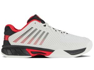 K-Swiss Kid's Hypercourt Express 2 Tennis Shoe, Bright White/Stretch Limo/High Risk Red, 1 M Big Kid