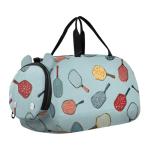 zyrtty Gym Travel Duffle Bag for Boys Girls Pickleball Racket Pattern Sports Dance Bag with Shoe Compartment & Wet Pocket Football Kids Travel Bag Teens Sleepover Carry