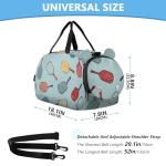 zyrtty Gym Travel Duffle Bag for Boys Girls Pickleball Racket Pattern Sports Dance Bag with Shoe Compartment & Wet Pocket Football Kids Travel Bag Teens Sleepover Carry