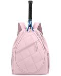 ecosmile Drawstring Tennis Backpack, Puffer Tennis Racket Bag with Shoe Compartment & Wet Pocket Gym Bag for Women, Suitable for Pickleball Tennis Badminton (Pink)