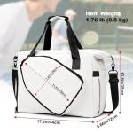 Pickleball Tote Bag with Shoe Compartment and Paddle Storage – Large Capacity Lightweight Pickleball Bag for Women & Men with Water Bottle Holder (White)