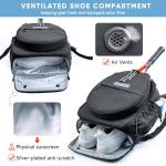 SPORJET Tennis Bag with Shoe Compartment, Tennis Backpack for 2 Rackets, Water-Resistant PU Leather Racket Bag for Women & Men, Sports Backpack for Tennis, Pickleball & Badminton Gifts