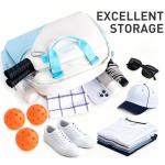 WITUXU Pickleball Bag for 2 Paddles with Ventilated Shoe Compartment & Wet-Dry Pocket, Holds 4 Balls, Waterproof Material, Gift for Women Pickleball Players (Blue&off-white)
