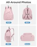 ecosmile Drawstring Tennis Backpack, Puffer Tennis Racket Bag with Shoe Compartment & Wet Pocket Gym Bag for Women, Suitable for Pickleball Tennis Badminton (Pink)