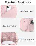 ecosmile Drawstring Tennis Backpack, Puffer Tennis Racket Bag with Shoe Compartment & Wet Pocket Gym Bag for Women, Suitable for Pickleball Tennis Badminton (Pink)