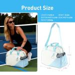 WITUXU Pickleball Bag for 2 Paddles with Ventilated Shoe Compartment & Wet-Dry Pocket, Holds 4 Balls, Waterproof Material, Gift for Women Pickleball Players (Blue&off-white)