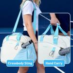 WITUXU Pickleball Bag for 2 Paddles with Ventilated Shoe Compartment & Wet-Dry Pocket, Holds 4 Balls, Waterproof Material, Gift for Women Pickleball Players (Blue&off-white)