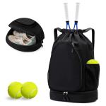 GQIIRL Tennis Bag for Women - Water Resistant Tennis Backpack to Hold 2 Rackets with Shoe Compartment, Lightweight Pickleball Paddles Badminton Squash Racquet Bags for Youth Girls Teenager (Black)