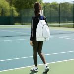 GQIIRL Tennis Bag for Women - Water Resistant Tennis Backpack to Hold 2 Rackets with Shoe Compartment, Lightweight Pickleball Paddles Badminton Squash Racquet Bags for Youth Girls Teenager (White)