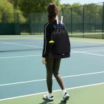 GQIIRL Tennis Bag for Women - Water Resistant Tennis Backpack to Hold 2 Rackets with Shoe Compartment, Lightweight Pickleball Paddles Badminton Squash Racquet Bags for Youth Girls Teenager (Black)