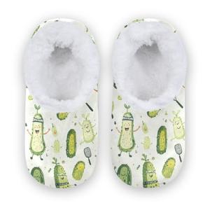 Fisyme Pickleball Players Cucumbers Kids Slippers Boys Girls Warm Soft Indoor Unisex House Slipper Socks Home Shoes Size 12-13.5