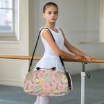 VIGTRO Pickleball Balls Bottles Flowers Kids Overnight Travel Duffel Bag Sport Gym Bag for Boys Girls with Shoe Compartment, Carry On Weekender Luggage Bag for Dance Swim Yoga