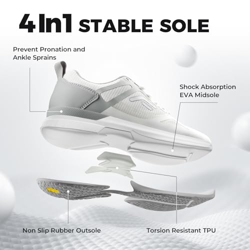 Men's Wide Court Pickleball Tennis Shoes, Arch Support