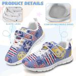 Ctsgobvahy Kids Cartoon Sneaker for Boys Girls, American Flag Pickleball Lightweight Breathable Mesh Sneaker Wear Resistant Children's Tennis Shoes with Non-Slip White Sole