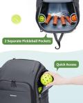 sportsnew Pickleball Bag, Waterproof Pickleball Backpack for Women Men with Shoe Compartment & Fence Hook, Gray Patent Pending