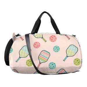 VIGTRO Pickleball Paddles Balls Colorful Kids Overnight Travel Duffel Bag Sport Gym Bag for Boys Girls with Shoe Compartment, Carry On Weekender Luggage Bag for Dance Swim Yoga