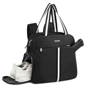 G4Free Pickleball Bag, Pickleball Backpack for Women Men, Tote Bag with Shoe Compartment & Waterproof Pocket,Black