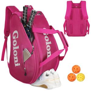 Goloni Pickleball Bag Padel Racket Backpack Large Capacity for Men Women Separate Waterproof Shoes Compartment Pickleball Accessories -Thermal Insulated Pockets Fits 4 to 10 Paddles