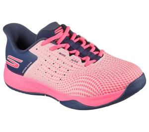 Skechers Women's Viper Court Reload Hands Free Slip-Ins Pickleball Sneaker, Pink/Gray, 10