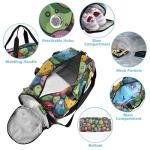 Glaphy Colorful Pickleballs Cartoon Sports Duffle Bag for Teens Girls Boys, Gym Bag with Shoe Compartment, Kids Travel Overnight Weekender Shoulder Bag