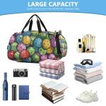 Glaphy Colorful Pickleballs Cartoon Sports Duffle Bag for Teens Girls Boys, Gym Bag with Shoe Compartment, Kids Travel Overnight Weekender Shoulder Bag