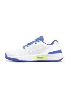 WILSON Intrigue Pro Women's Tennis Shoe - White/Amparo Blue/Safety Yellow, Size 8 US