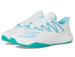Skechers Women's Viper Court Rally Pickleball Sneaker, White/Light Blue, 8