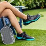 Diadem Court Flo Pickleball and Tennis Shoes | Ultra-Breathable, Lightweight Court Sneakers for Comfort & Performance, Non-Marking Outsole for Superior Traction, Black & Teal, US 7.5 Men/US 9.0 Woman