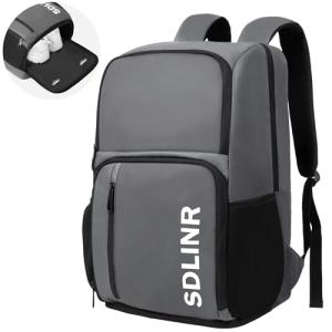 SDLINR Pickleball Bag Fits 4 to 10 Paddles, Large Pickleball Backpack with Shoe Compartment and Fence Hook, Pickle ball Gifts for Men Women (Gray)