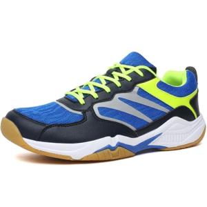 Hiuzylqx Indoor Court Shoes Mens for Tennis, Non Slip Comfort Lightweight Badminton Table Tennis Sneakers for Volleyball Pickleball Women Boys and Girls,Blue,8