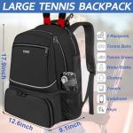 Ytonet Tennis Bag Tennis Backpack for Women Men 2 Rackets with Insulated Pocket Ventilated Shoe Compartment