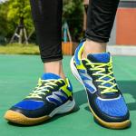 Hiuzylqx Indoor Court Shoes Mens for Tennis, Non Slip Comfort Lightweight Badminton Table Tennis Sneakers for Volleyball Pickleball Women Boys and Girls,Blue,8