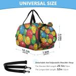 Glaphy Cute Colorful Pickleballs Sports Duffle Bag for Kids Girls Boys, Gym Bag with Shoe Compartment, Kids Travel Overnight Weekender Shoulder Bag