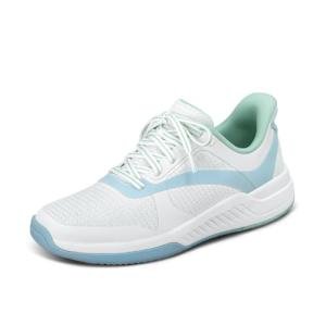 Orthofeet Women's Orthopedic Ace Pickleball Shoe for Foot Pain Relief, White/Blue/Green, Size 8.5 Wide