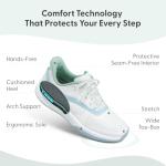 Orthofeet Women's Orthopedic Ace Pickleball Shoe for Foot Pain Relief, White/Blue/Green, Size 8.5 Wide