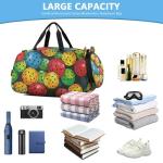 Glaphy Cute Colorful Pickleballs Sports Duffle Bag for Kids Girls Boys, Gym Bag with Shoe Compartment, Kids Travel Overnight Weekender Shoulder Bag