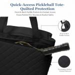 LANBX Pickleball Bag Fits 2 to 6 Paddles, Quilted Pickle ball Tote Bags for Women and Men with Shoe Compartment and Fence Hook, Great Pickleball Gifts