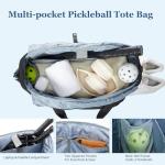 LANBX Pickleball Bag Fits 2 to 6 Paddles, Quilted Pickle ball Tote Bags for Women and Men with Shoe Compartment and Fence Hook, Great Pickleball Gifts