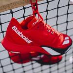 Babolat Men's Jet Mach 4 All Court Tennis Shoes, Cherry Tomato/White (Men's US Size 10)