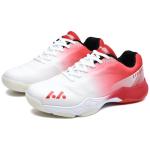 Hiuzylqx Men's Indoor Court Shoes for Tennis, Bottom wear Resistant Anti Slip Badminton Pickleball Sneakers Boys and Girls,White red,11