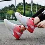 Hiuzylqx Men's Indoor Court Shoes for Tennis, Bottom wear Resistant Anti Slip Badminton Pickleball Sneakers Boys and Girls,White red,11