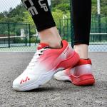 Hiuzylqx Men's Indoor Court Shoes for Tennis, Bottom wear Resistant Anti Slip Badminton Pickleball Sneakers Boys and Girls,White red,11