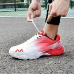 Hiuzylqx Men's Indoor Court Shoes for Tennis, Bottom wear Resistant Anti Slip Badminton Pickleball Sneakers Boys and Girls,White red,11