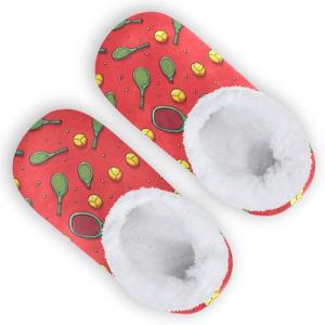 Boccsty Pickleball Green Rackets Yellow Balls Boys Girls House Slippers Kids Toddler Home Shoes Winter Indoor Shoe XS