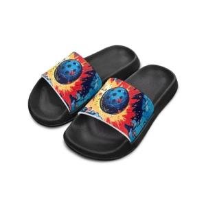 Fonplted Boys Pickleball Slide Sandals Non-Slip Pool Sandals for Kids Shower Shoes Size 4 Cool Summer Slippers 2025 Trendy Casual Slides for Active Boys Easy to Clean