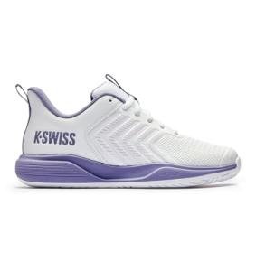 K-Swiss Women's Ultrashot Light Pickleball Tennis Shoe - Lightweight Court Shoes Lateral Movement Stable Support, White/Purple 9 M