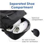 J World Ace Large Tennis Backpack for Women Men. Holds 2 Rackets. Badminton Squash Pickleball Bag. Kids Sports Gym Bag with Shoe Compartment, Black