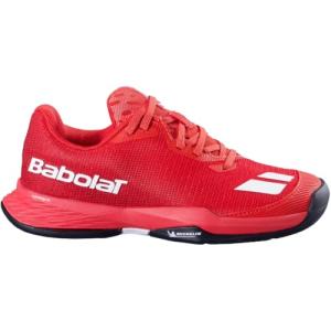 Babolat Junior Jet Mach 3 All Court Tennis Shoes, Cherry Tomato/White (US Kids Size 3.5)